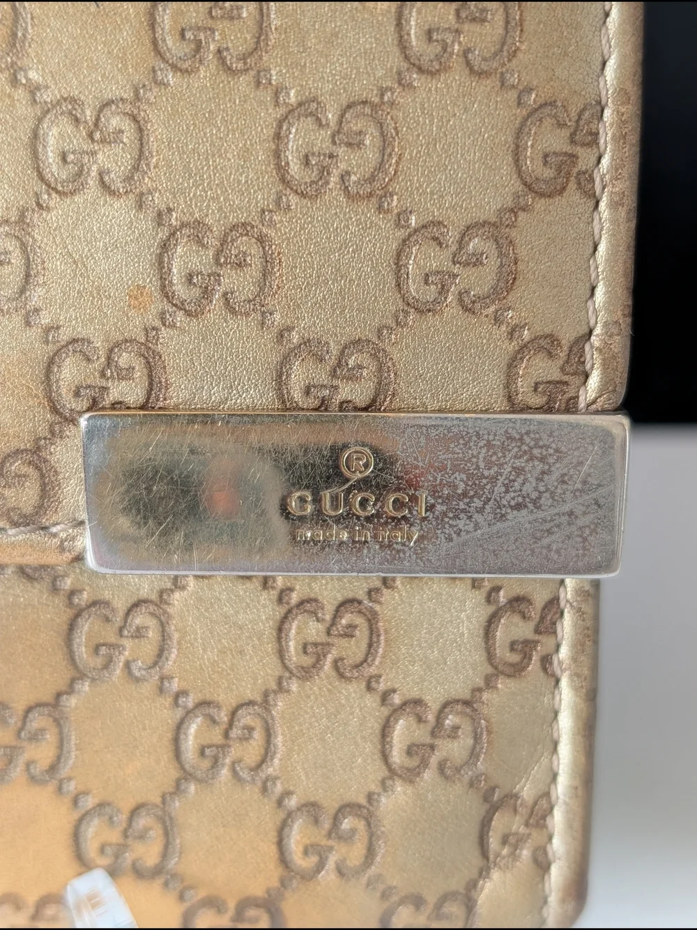 Gucci Guccissima Micro Gold Metallic Long Snap Wallet